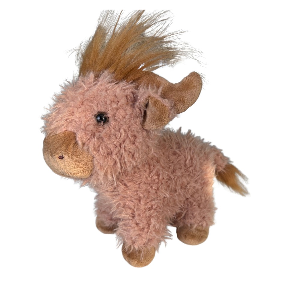 Hug & Luv Pink Highland Cow Plush Stuffed Animal Shaggy Hair